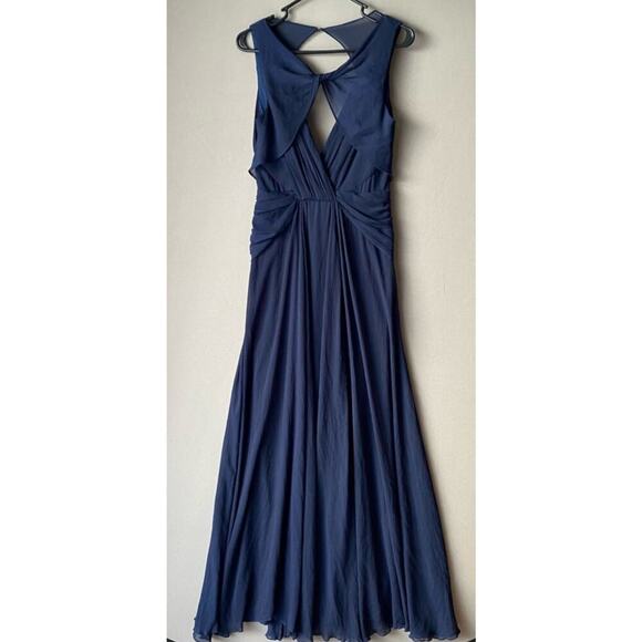 Badgley Mischka‎ sz 6 navy blue maxi long  formal gown - Picture 1 of 8
